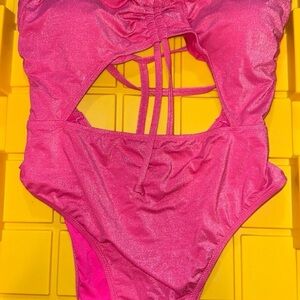 NEW Victoria’s Secret Sexy Swim Suit pink and shiny size XL